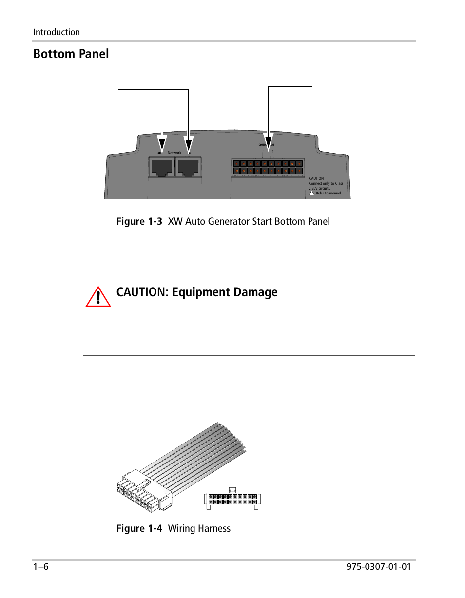 Bottom panel, Caution: equipment damage | Xantrex Technology XW User Manual | Page 22 / 124