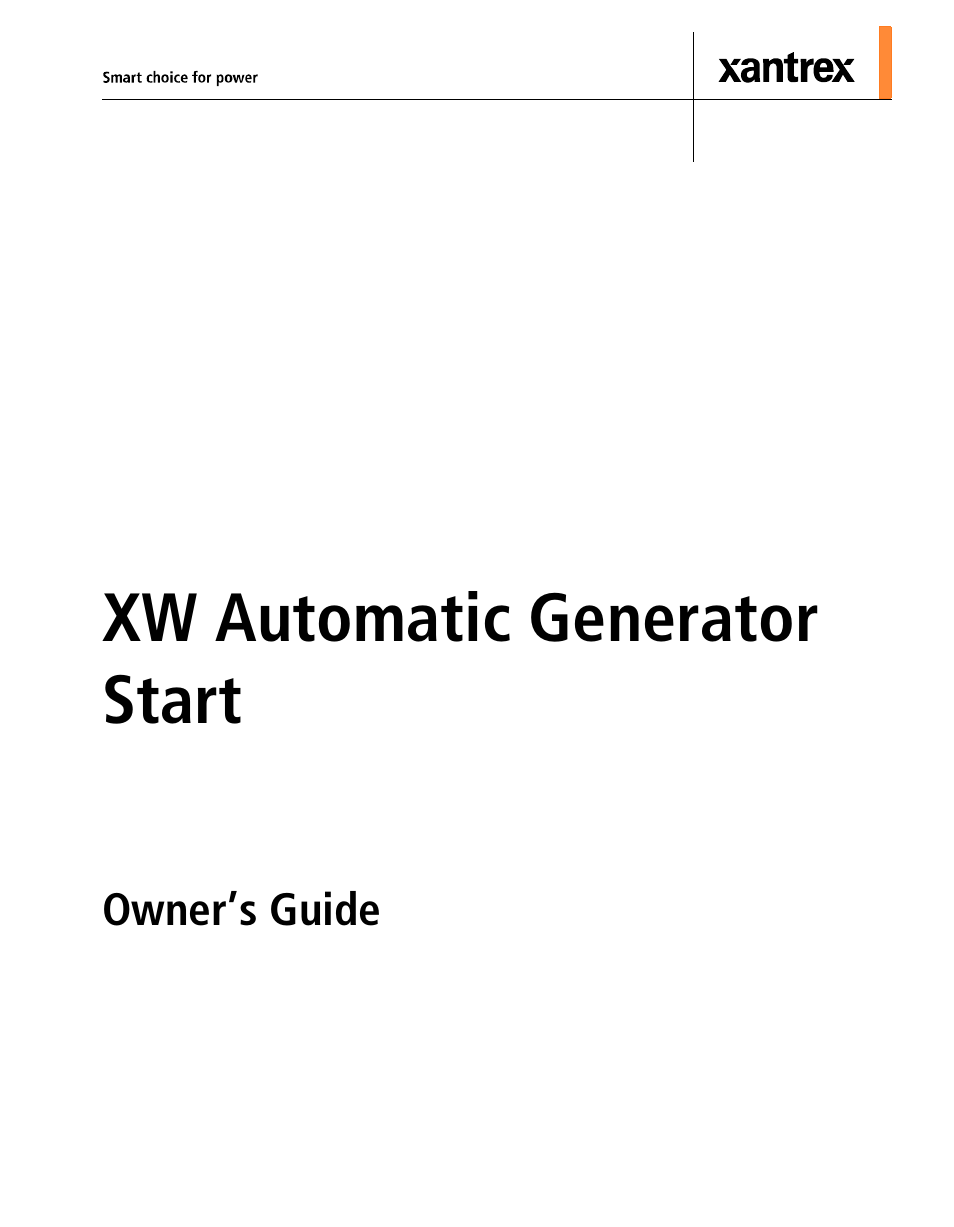 Xw automatic generator start | Xantrex Technology XW User Manual | Page 3 / 124