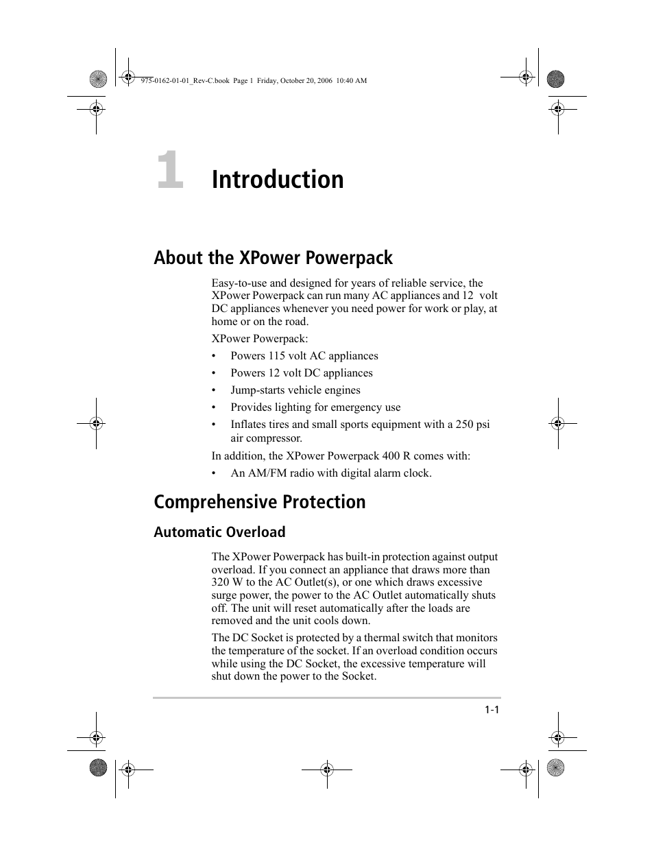 Introduction, About the xpower powerpack, Comprehensive protection | Xantrex Technology XPower Powerpack 400 Plus User Manual | Page 17 / 82