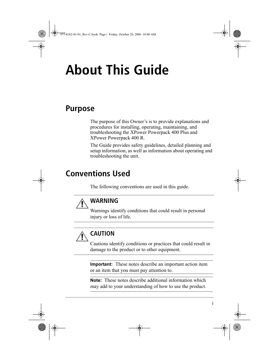 About this guide, Purpose, Conventions used | Xantrex Technology XPower Powerpack 400 Plus User Manual | Page 3 / 82