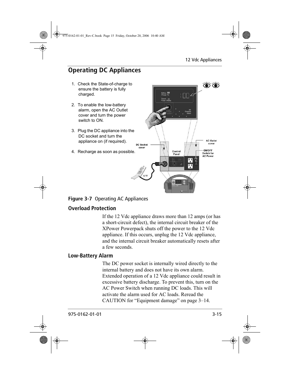 Operating dc appliances | Xantrex Technology XPower Powerpack 400 Plus User Manual | Page 41 / 82