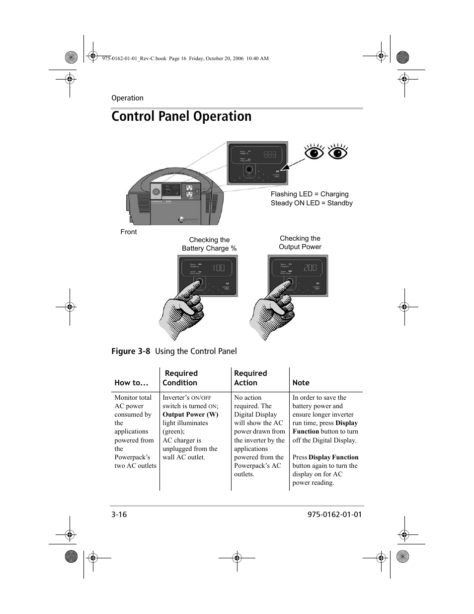 Control panel operation | Xantrex Technology XPower Powerpack 400 Plus User Manual | Page 42 / 82