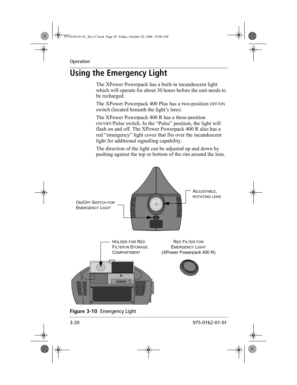 Using the emergency light | Xantrex Technology XPower Powerpack 400 Plus User Manual | Page 46 / 82