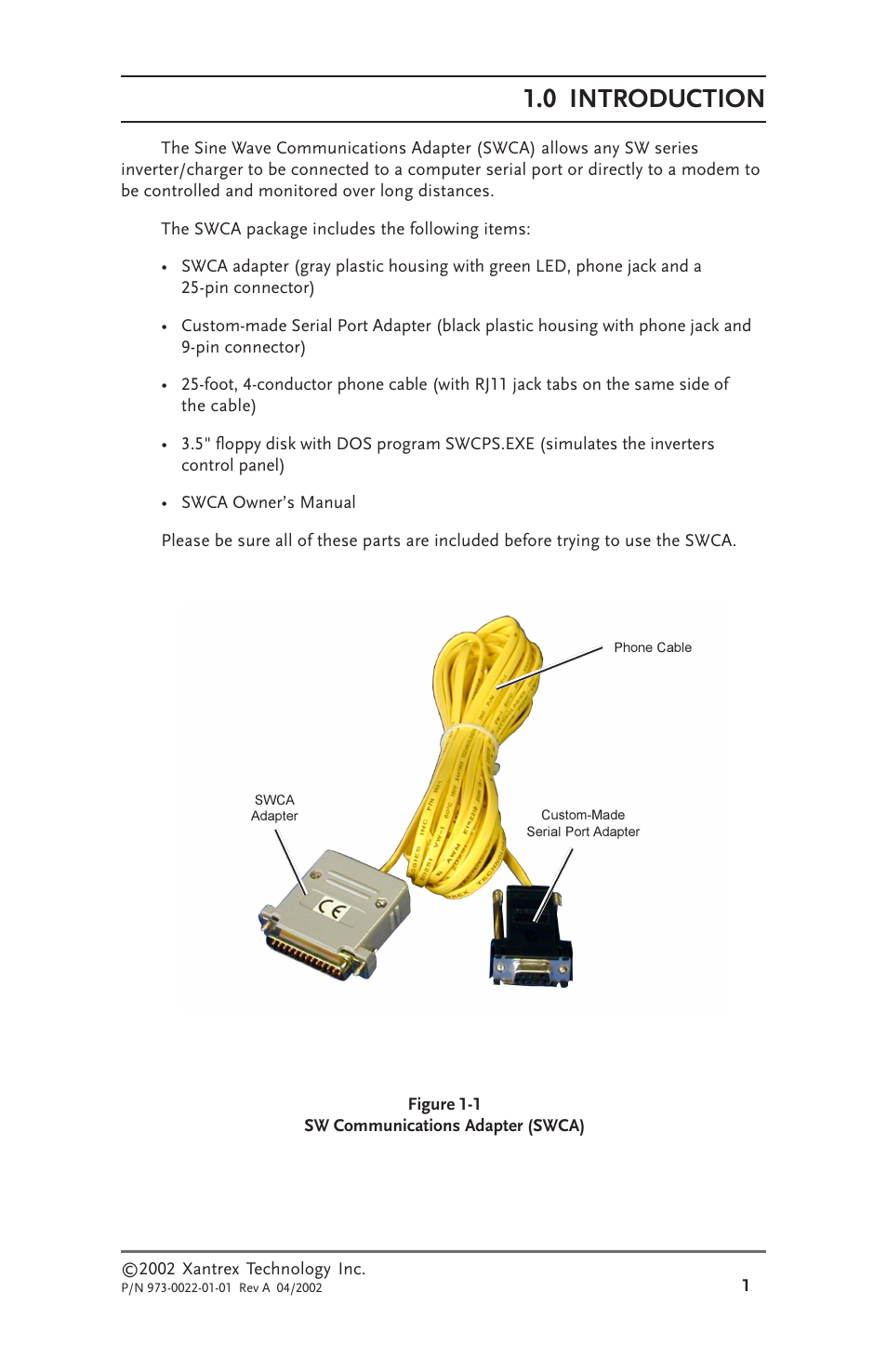 0 introduction | Xantrex Technology SW Communications Adapter User Manual | Page 9 / 36