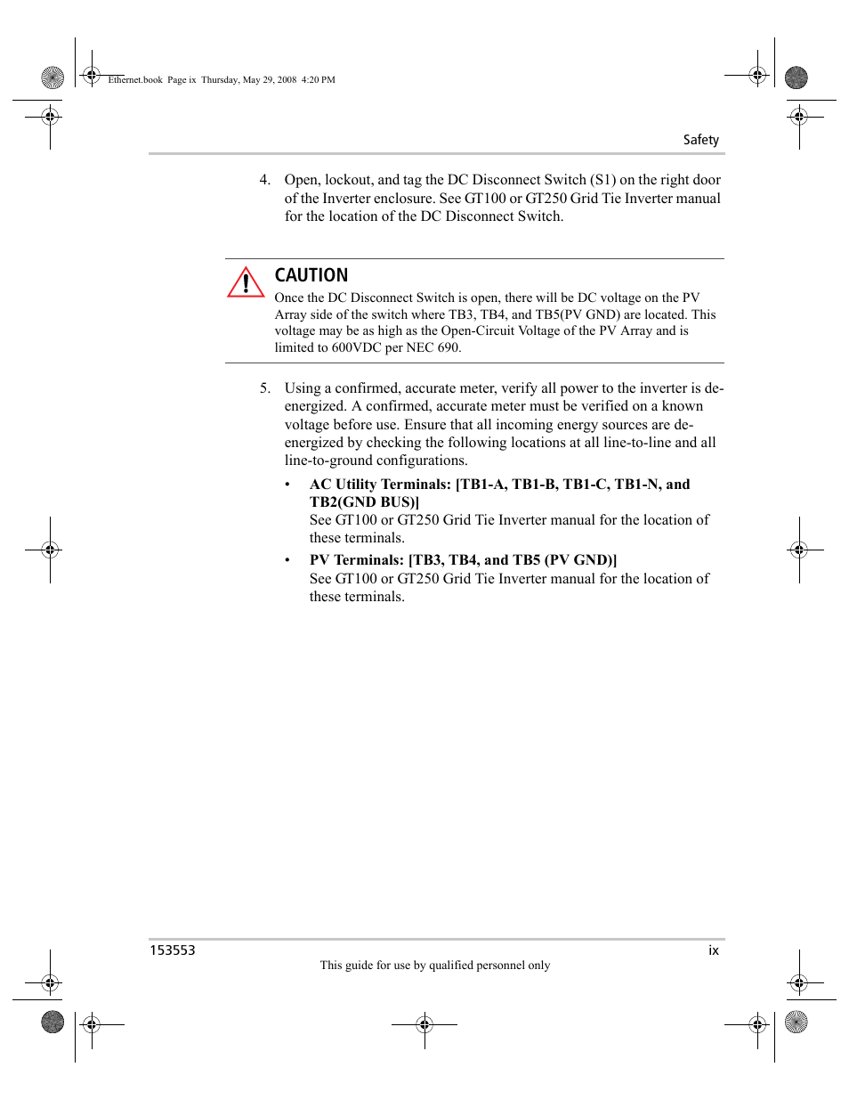 Caution | Xantrex Technology GT Series User Manual | Page 11 / 26