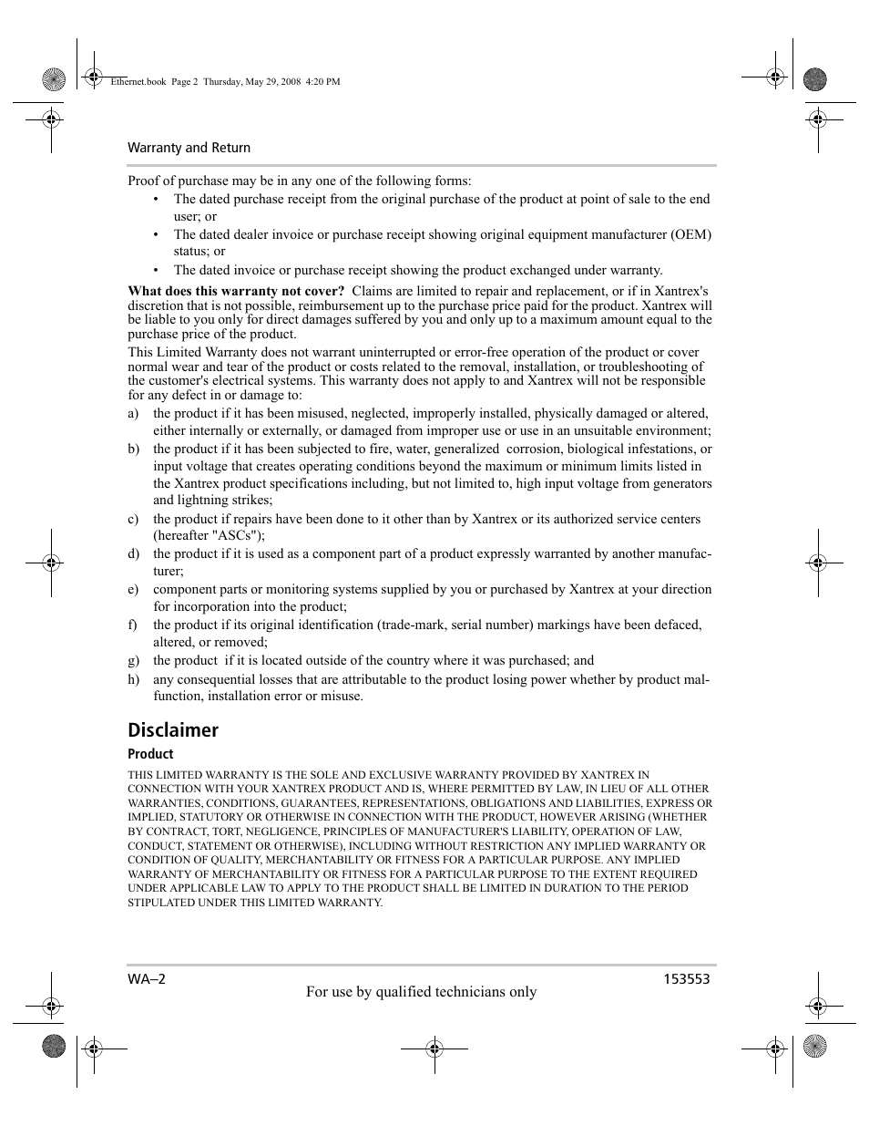 Disclaimer | Xantrex Technology GT Series User Manual | Page 22 / 26