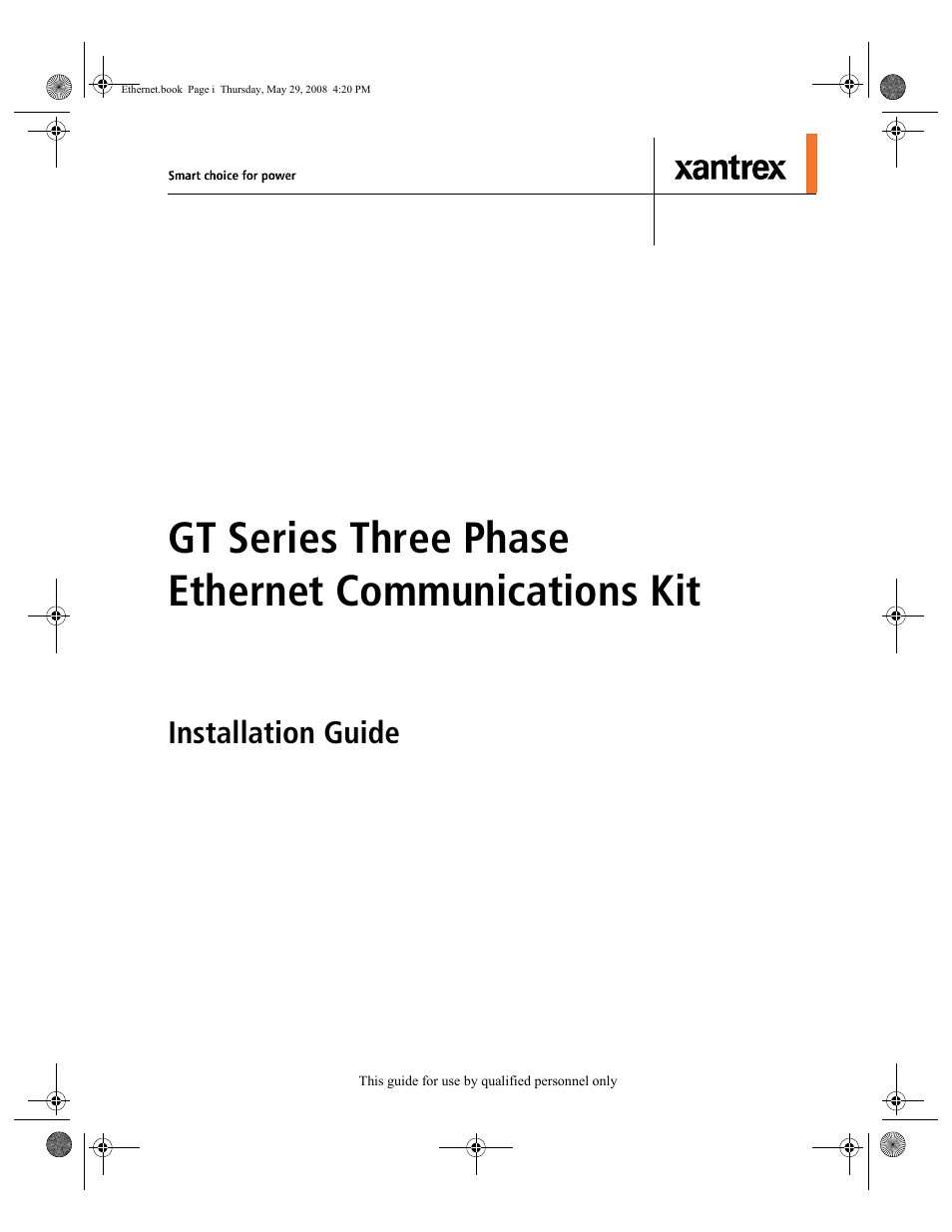 Gt series three phase ethernet communications kit, Installation guide | Xantrex Technology GT Series User Manual | Page 3 / 26