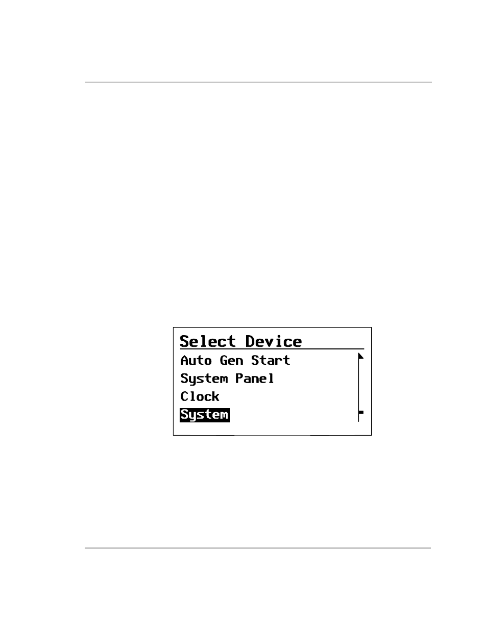 Putting the system into safe mode, Putting the system into safe mode –18, Figure 2-6 | Select device menu –18 | Xantrex Technology RS3000 User Manual | Page 48 / 128