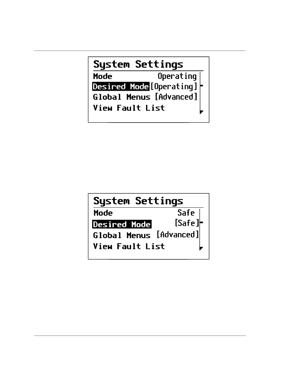 Figure 2-7, System settings menu –19, Figure 2-8 | Safe mode –19 | Xantrex Technology RS3000 User Manual | Page 49 / 128