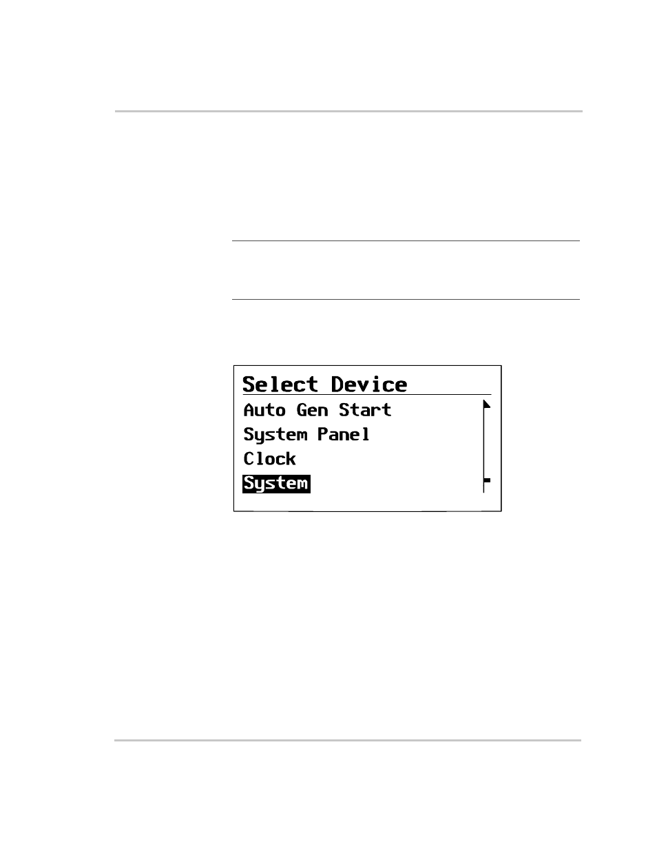 Selecting the rs3000 advanced menu, Figure 3-5, Highlighting system on the select device menu –6 | Xantrex Technology RS3000 User Manual | Page 56 / 128