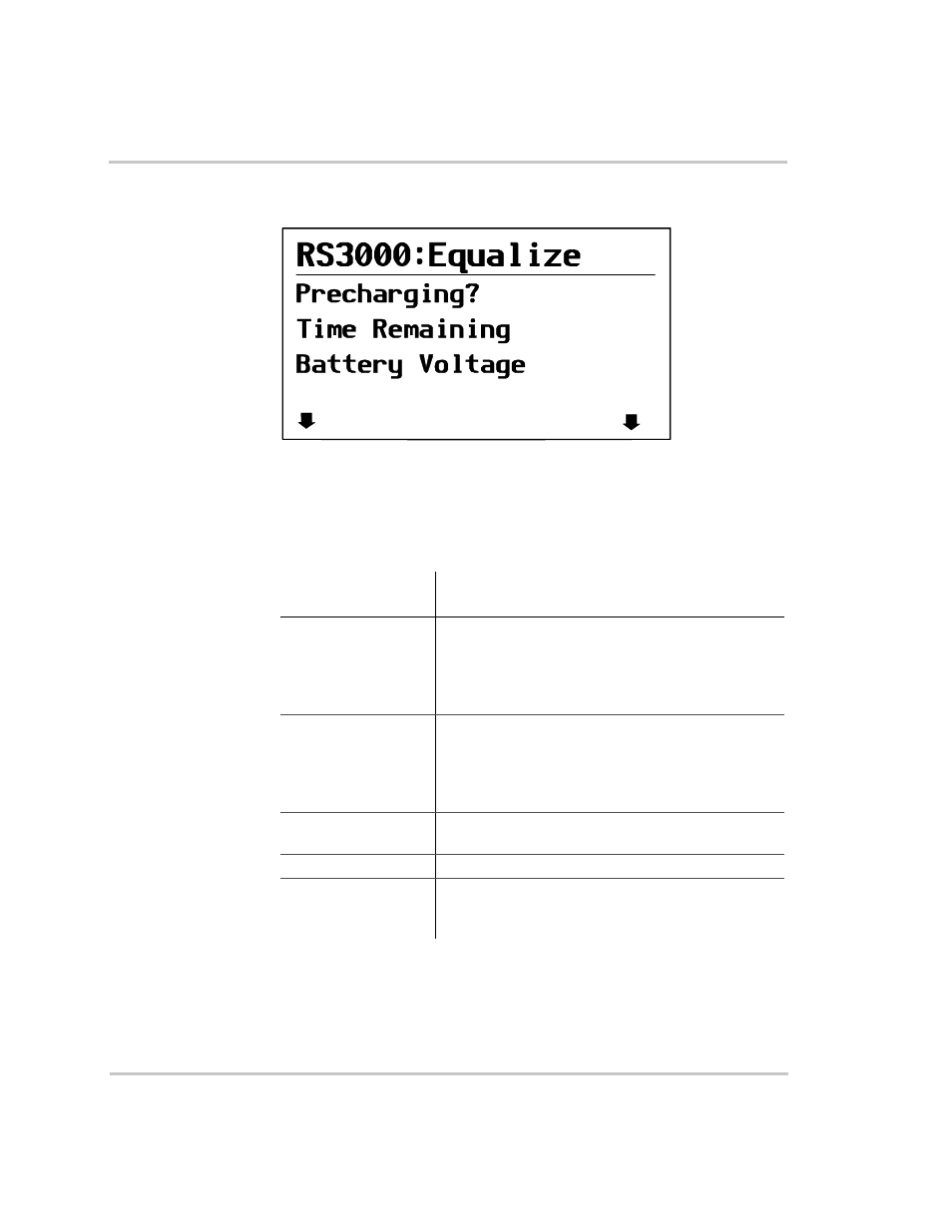 Figure 3-11 equalization system home screen –15, Yes n/a 13.0v | Xantrex Technology RS3000 User Manual | Page 65 / 128