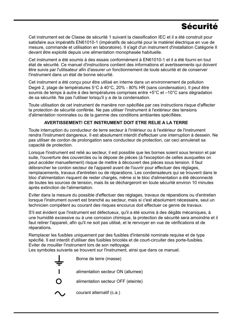 Sécurité | Xantrex Technology XPF 35-10 User Manual | Page 15 / 40