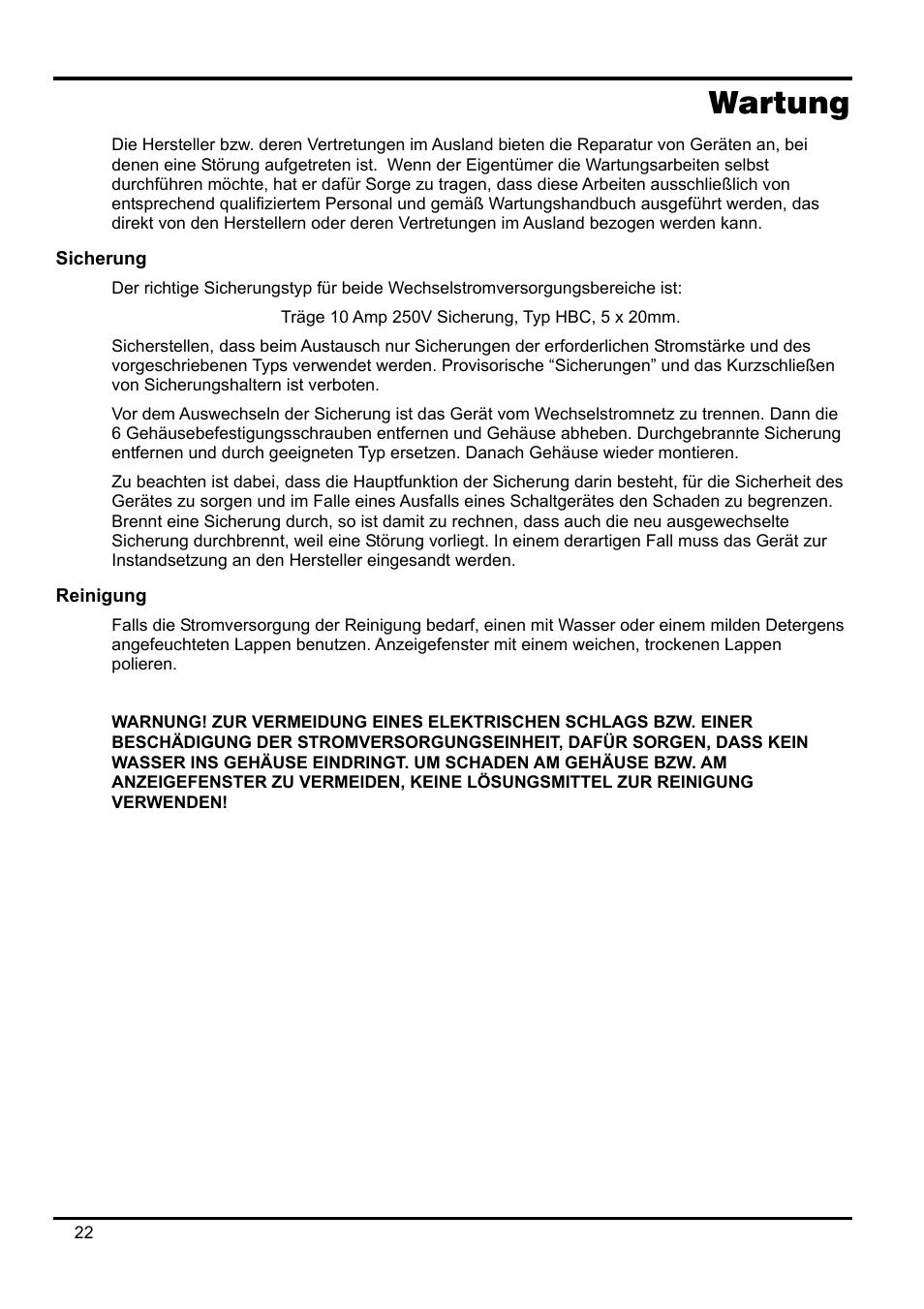 Wartung, Sicherung, Reinigung | Xantrex Technology XPF 35-10 User Manual | Page 25 / 40