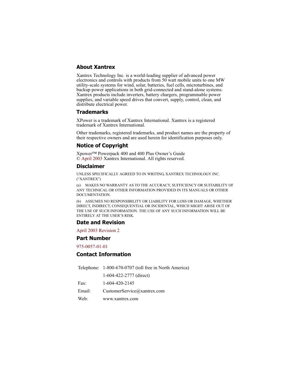 Xantrex Technology 200 User Manual | Page 2 / 76
