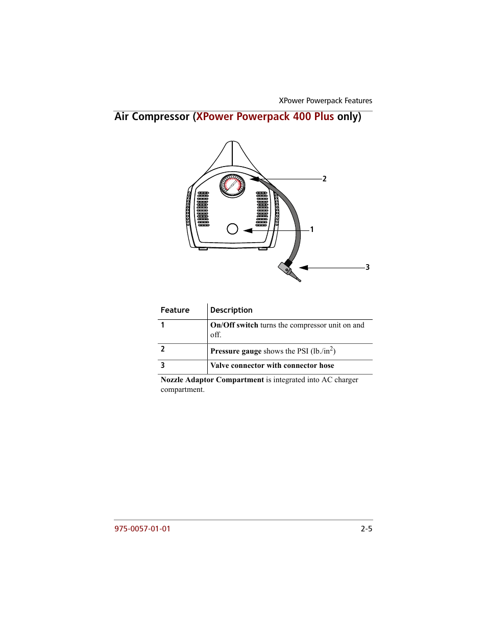 Air compressor (xpower powerpack 400 plus only), Air compressor, Air compressor ( xpower powerpack 400 plus only) | Xantrex Technology 200 User Manual | Page 23 / 76