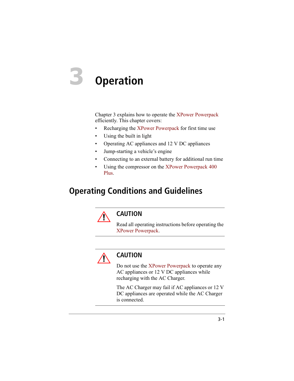 Operation, Operating conditions and guidelines –1, Operating conditions and guidelines | Xantrex Technology 200 User Manual | Page 27 / 76