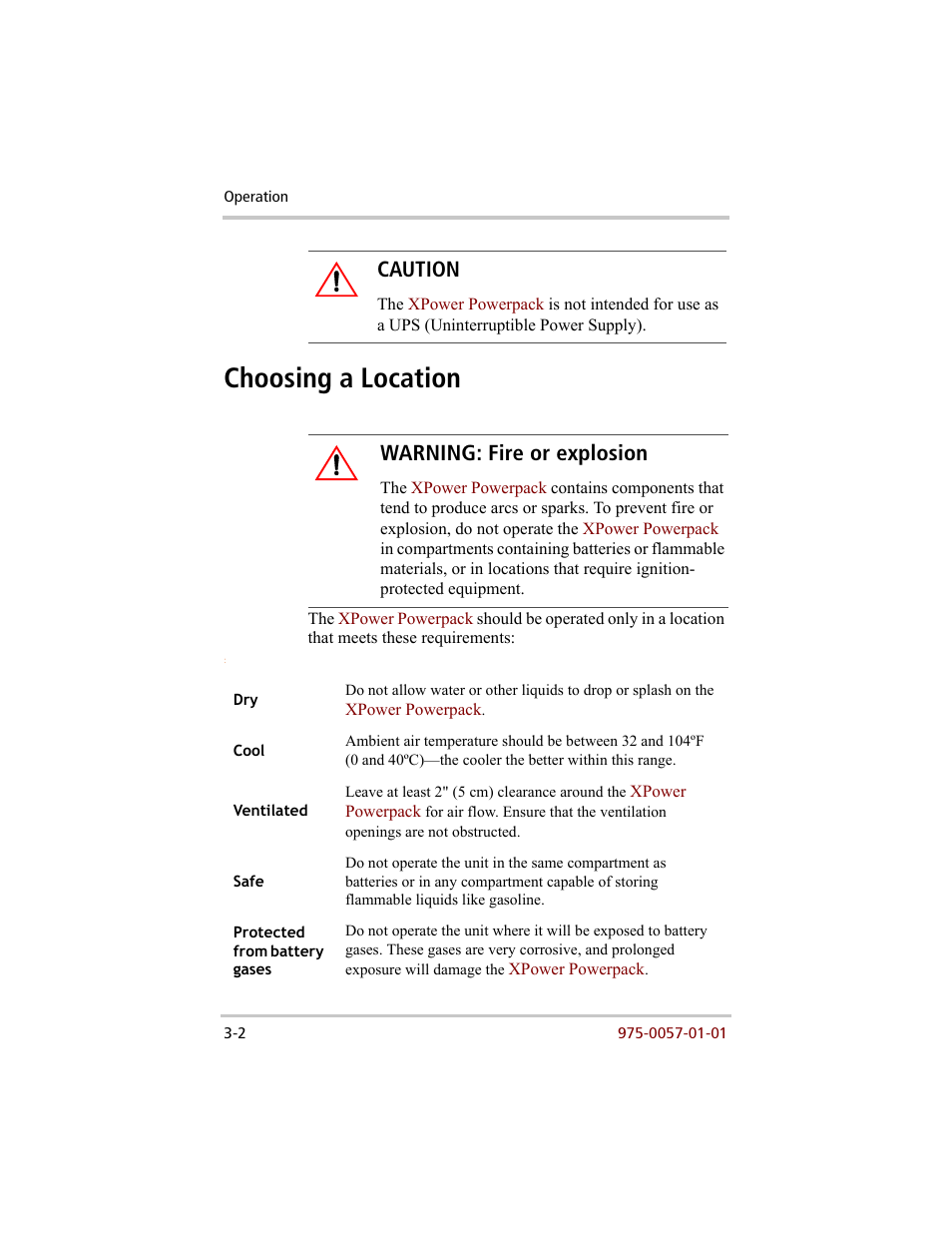 Choosing a location –2, Choosing a location, Caution | Warning: fire or explosion | Xantrex Technology 200 User Manual | Page 28 / 76