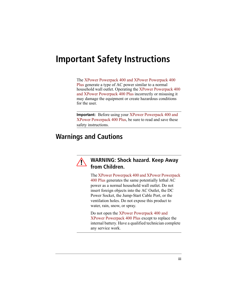 Important safety instructions, Warnings and cautions | Xantrex Technology 200 User Manual | Page 5 / 76