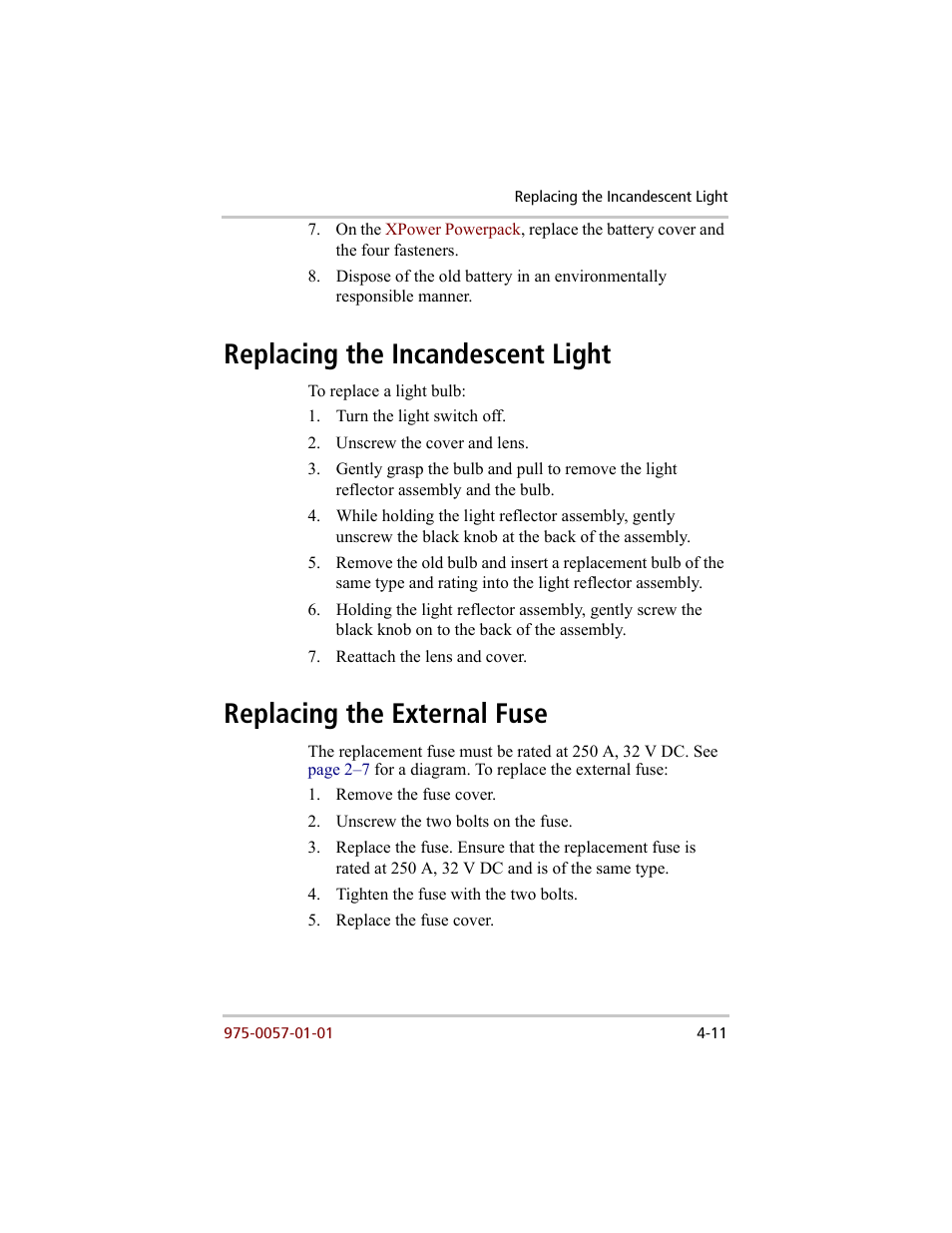 Replacing the incandescent light, Replacing the external fuse | Xantrex Technology 200 User Manual | Page 57 / 76