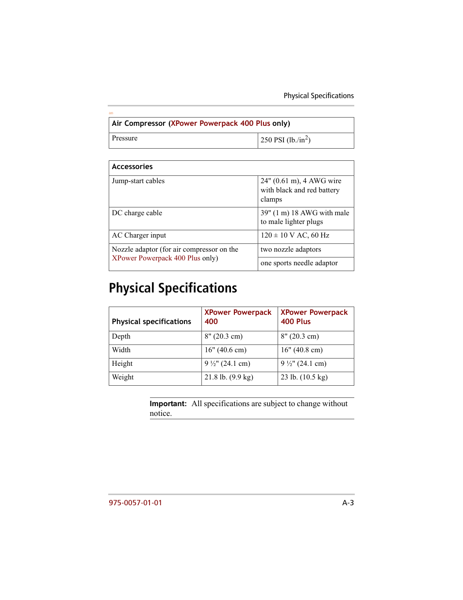 Physical specifications | Xantrex Technology 200 User Manual | Page 67 / 76