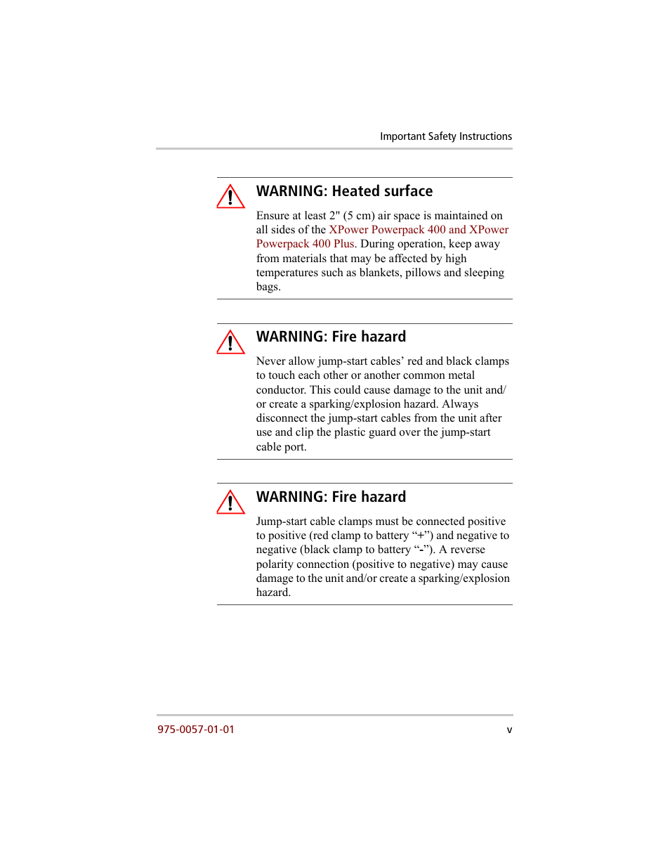 Warning: heated surface, Warning: fire hazard | Xantrex Technology 200 User Manual | Page 7 / 76