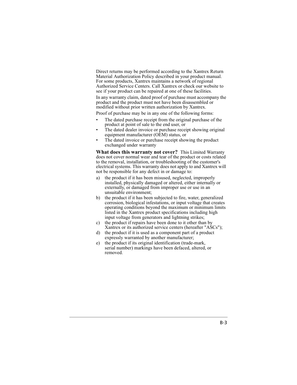 What does this warranty not cover | Xantrex Technology 200 User Manual | Page 71 / 76