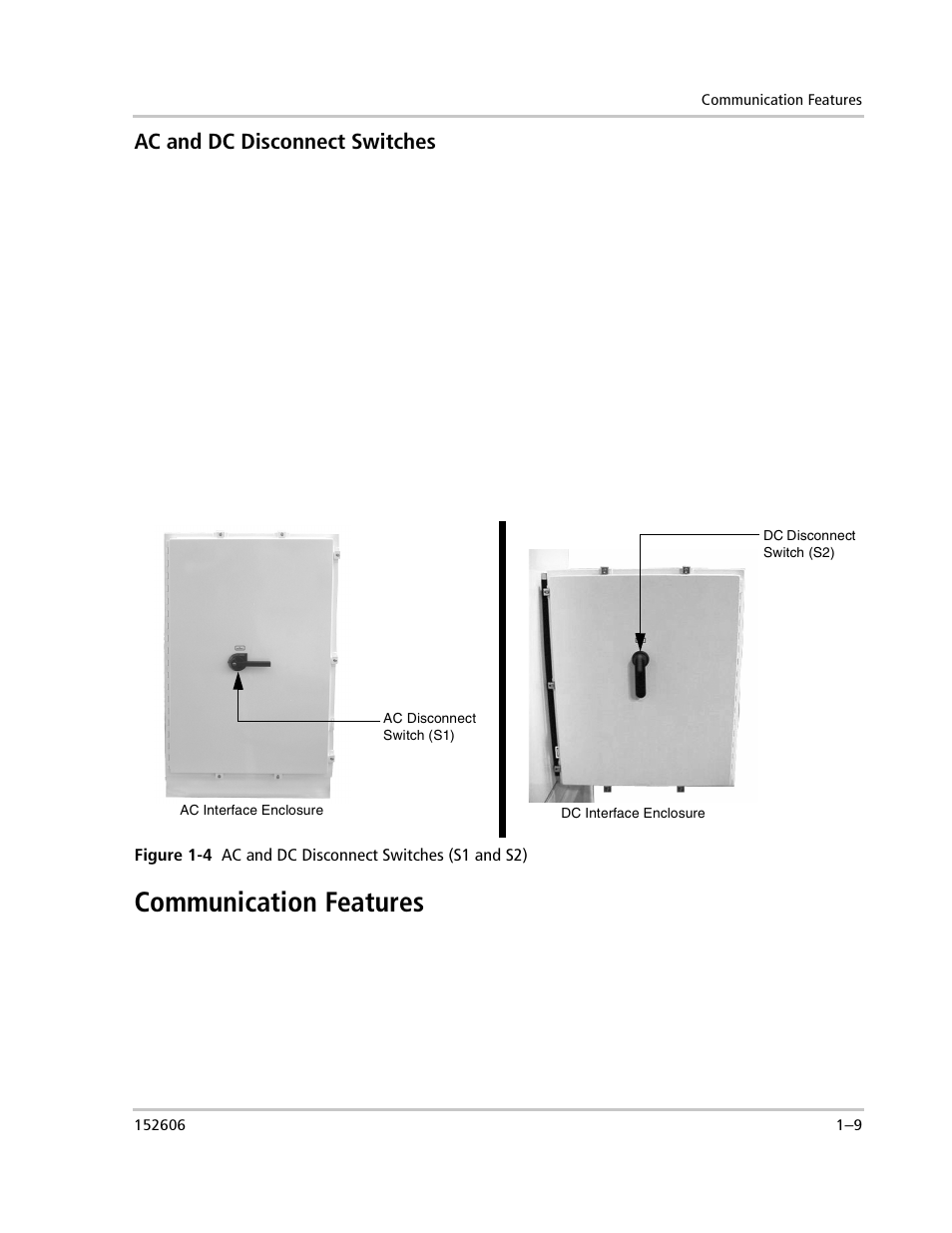 Communication features, Ac and dc disconnect switches | Xantrex Technology PV225S-480-P User Manual | Page 29 / 86