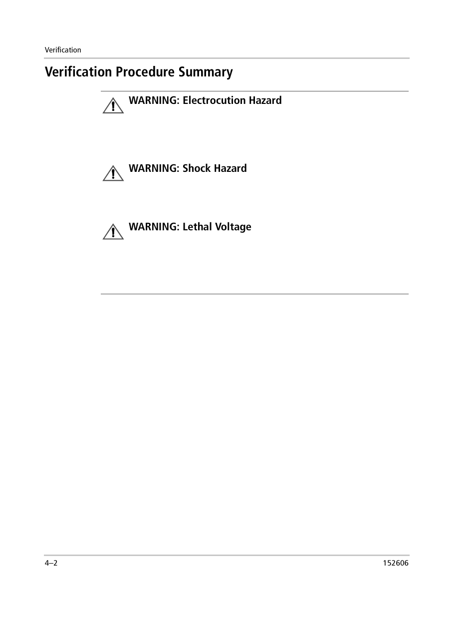 Verification procedure summary, Warning: electrocution hazard, Warning: shock hazard | Warning: lethal voltage | Xantrex Technology PV225S-480-P User Manual | Page 74 / 86