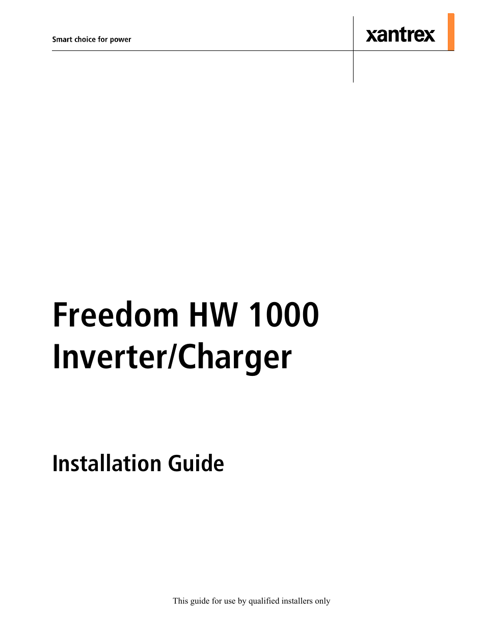 Freedom hw 1000 inverter/charger | Xantrex Technology FREEDOM HW 1000 User Manual | Page 3 / 52