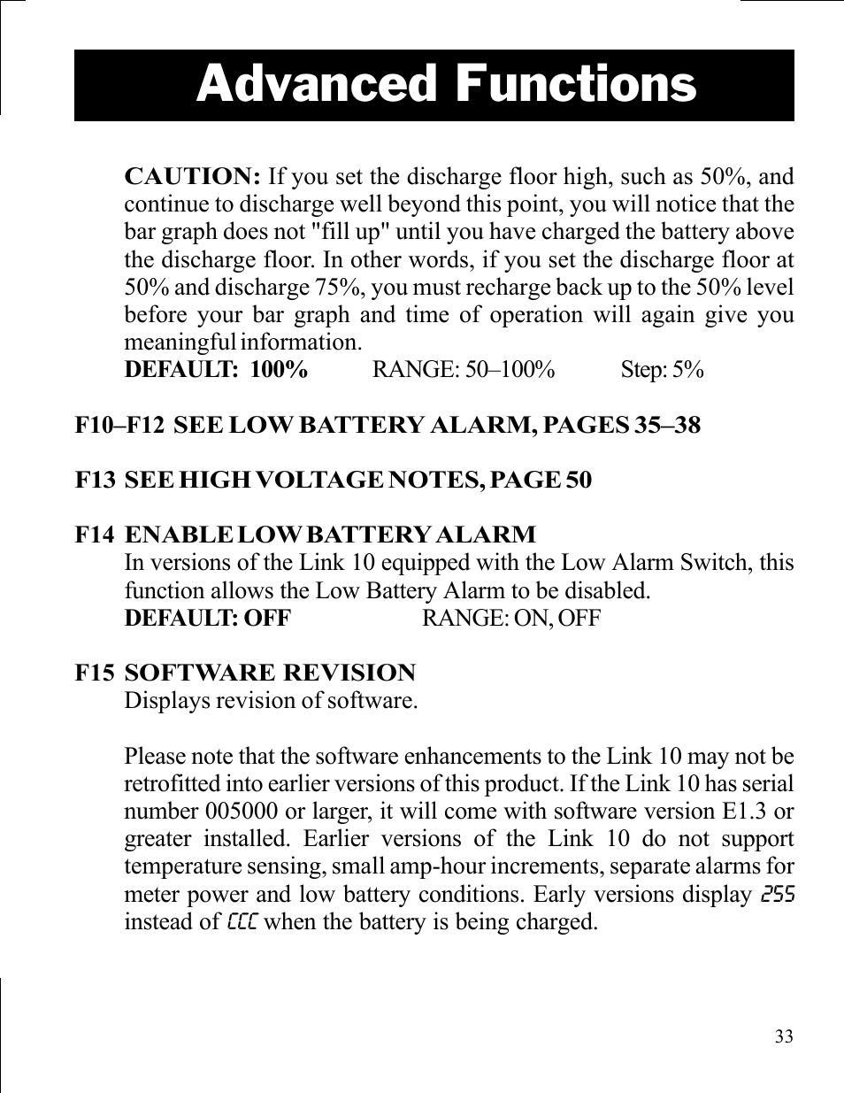 Advanced functions | Xantrex Technology LINK 10 User Manual | Page 33 / 60