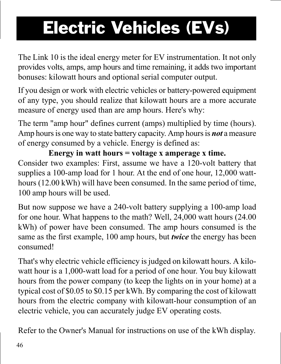 Electric vehicles (evs) | Xantrex Technology LINK 10 User Manual | Page 46 / 60