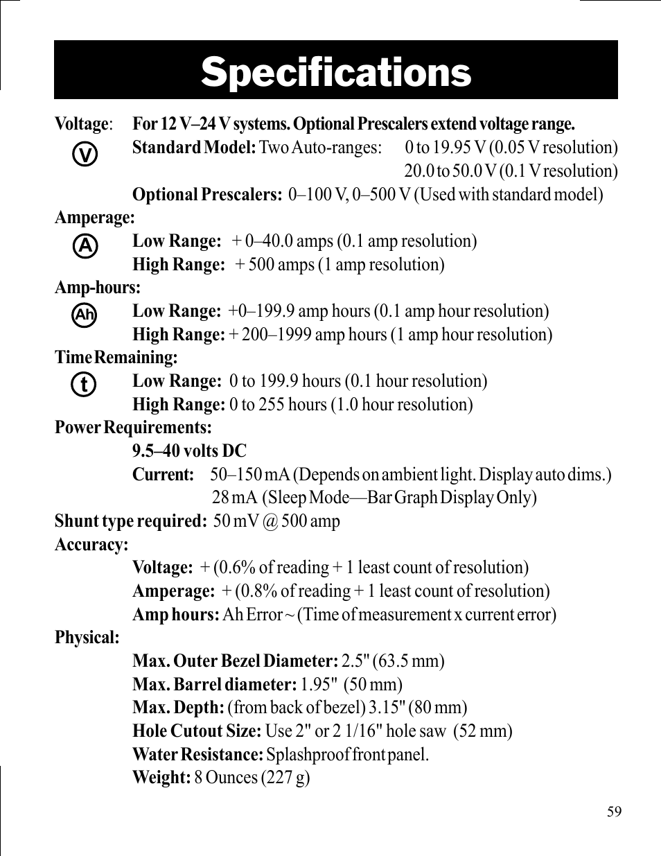 Specifications | Xantrex Technology LINK 10 User Manual | Page 59 / 60