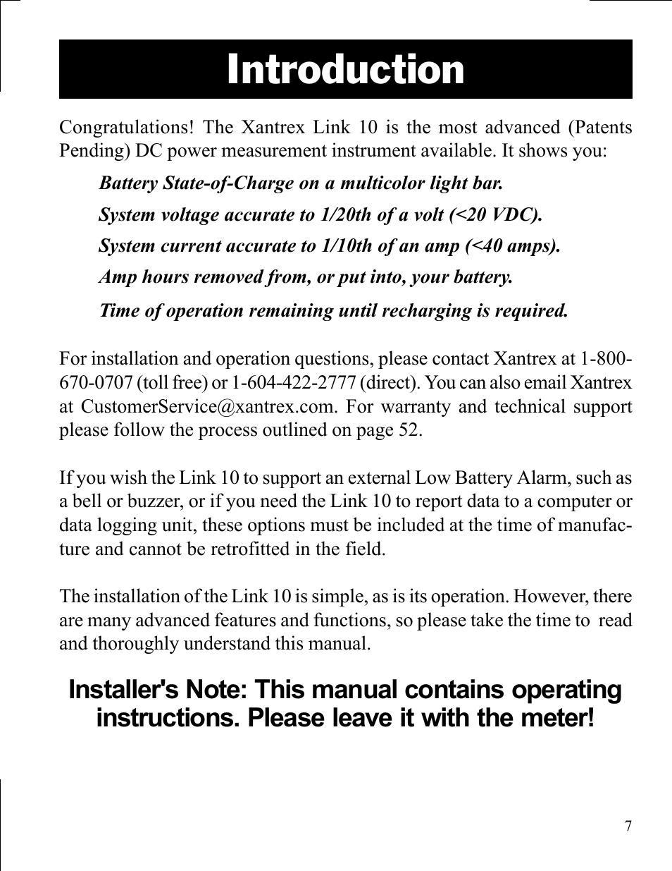Introduction | Xantrex Technology LINK 10 User Manual | Page 7 / 60