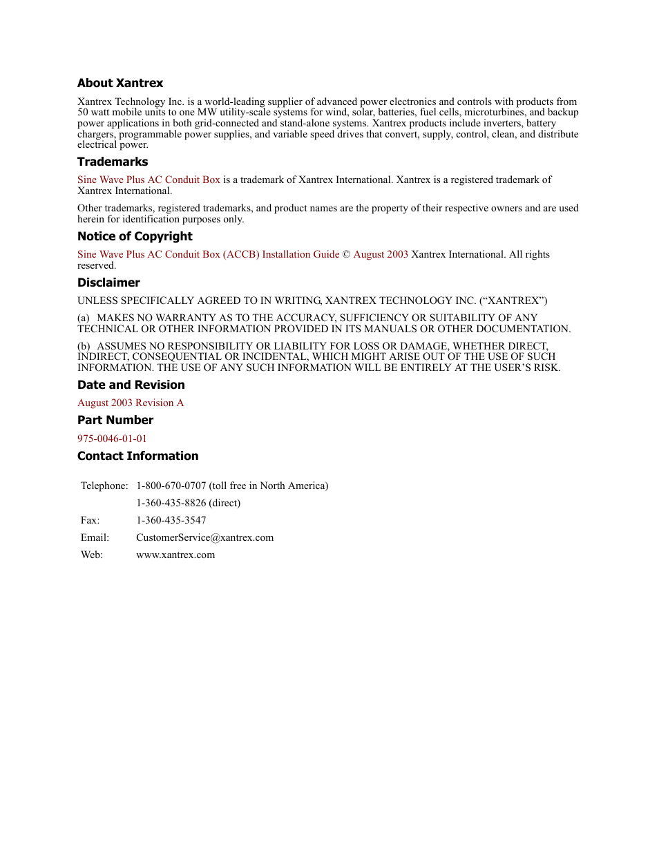 Xantrex Technology ACCB User Manual | Page 4 / 66