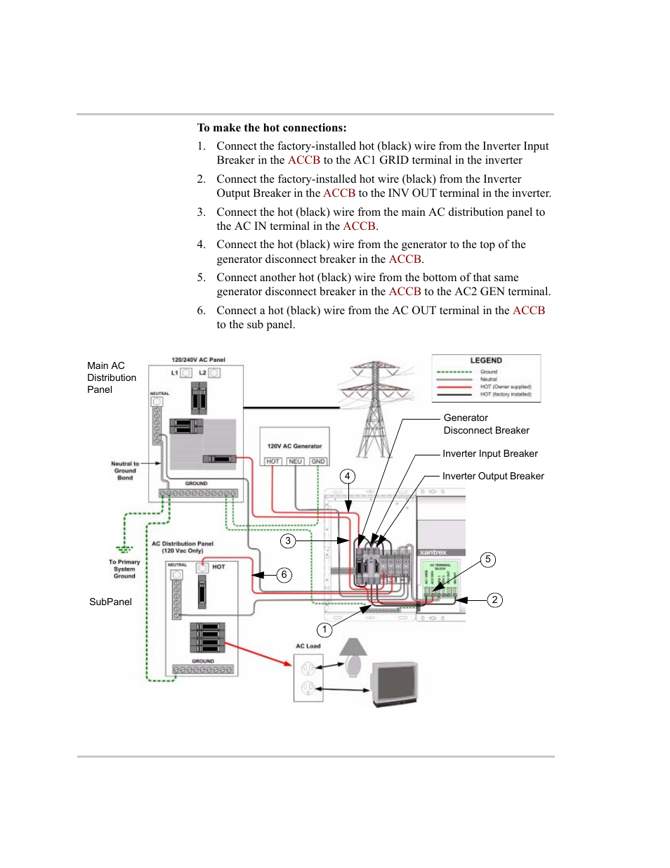 Panel and an internal generator disconnect –33 | Xantrex Technology ACCB User Manual | Page 45 / 66