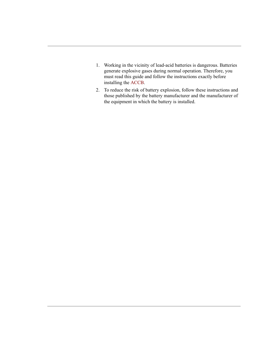 Explosive gas precautions | Xantrex Technology ACCB User Manual | Page 8 / 66