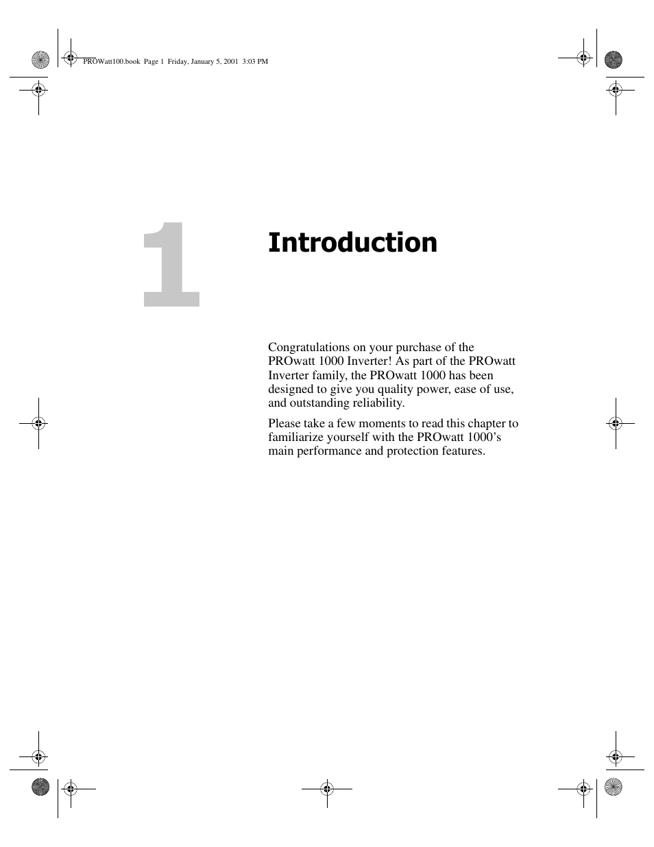 Introduction, 1 introduction | Xantrex Technology PROwatt 1000 User Manual | Page 13 / 78