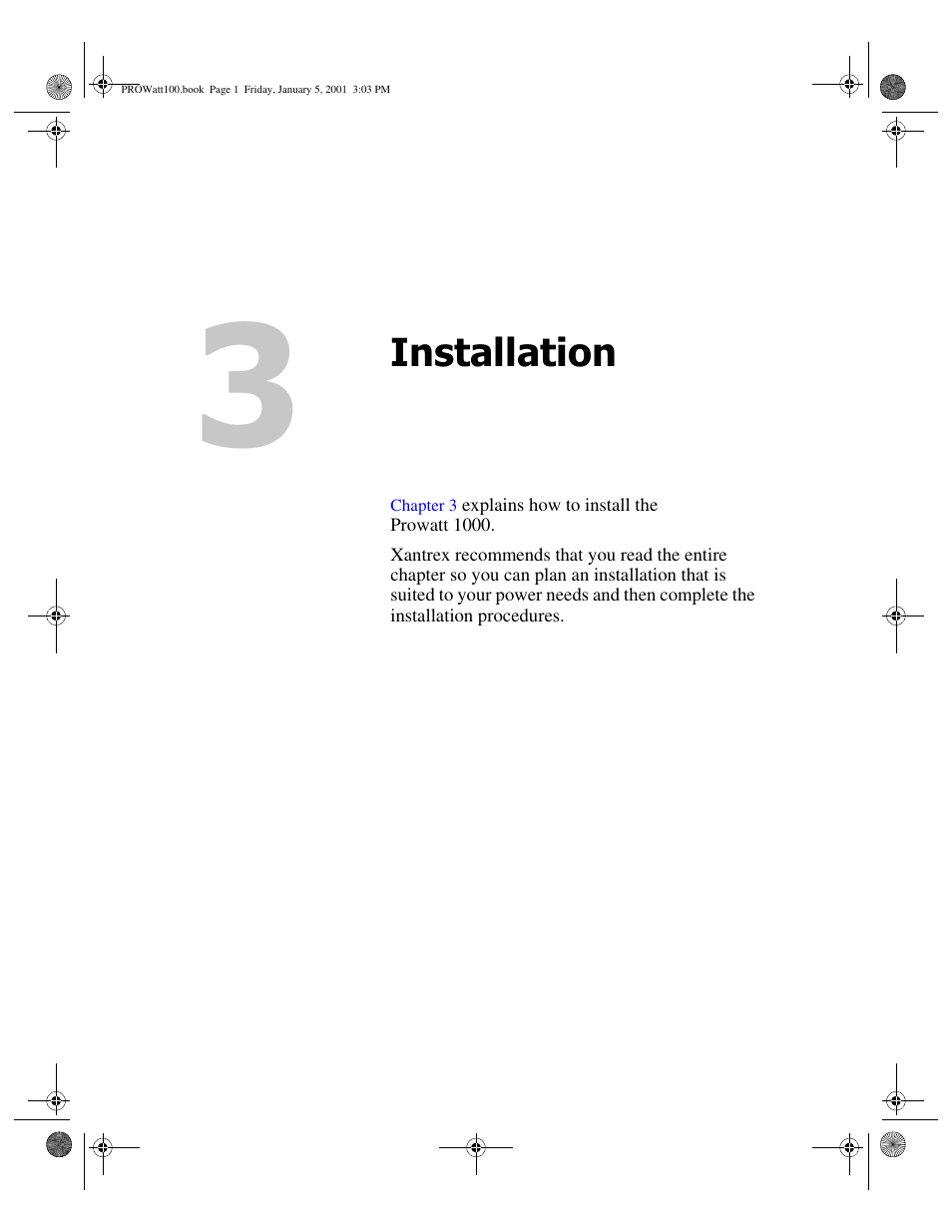 Installation, 3 installation | Xantrex Technology PROwatt 1000 User Manual | Page 23 / 78