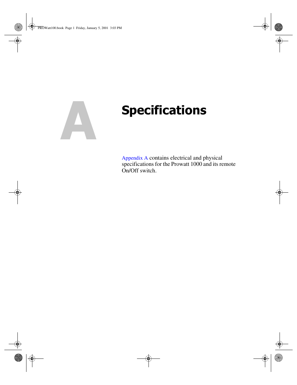 Specifications | Xantrex Technology PROwatt 1000 User Manual | Page 53 / 78