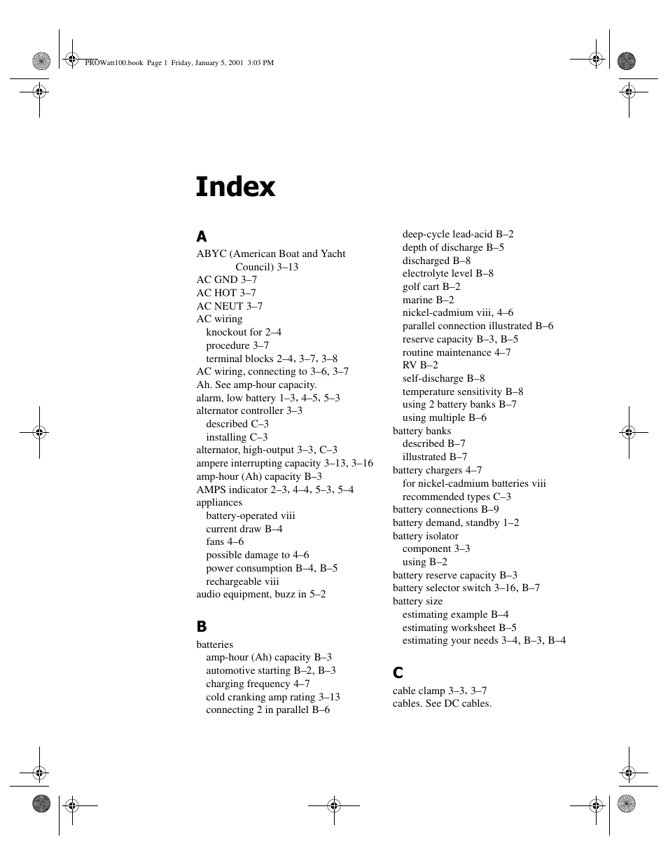 Index | Xantrex Technology PROwatt 1000 User Manual | Page 75 / 78