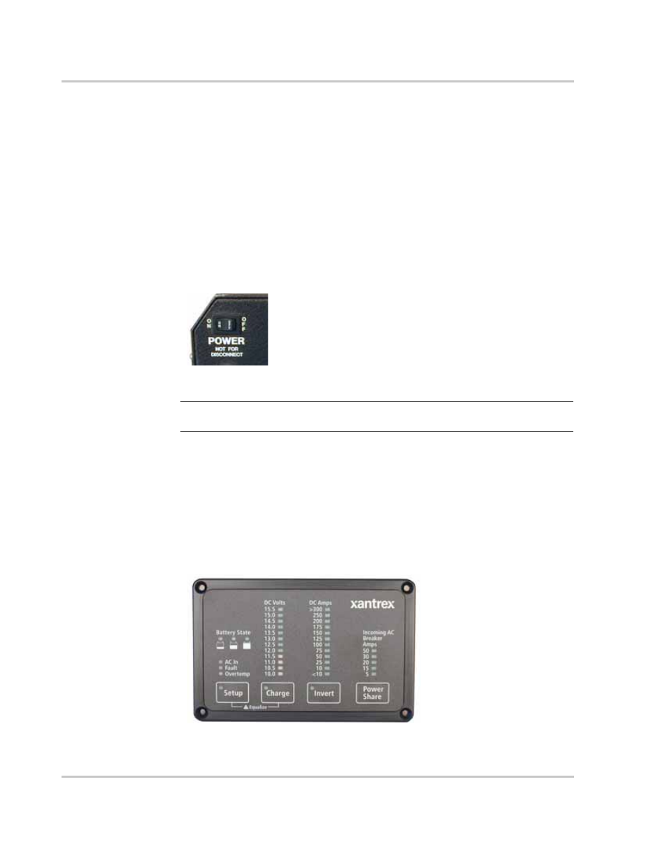 Freedom 10 power switch, Remote control panel, Freedom 10 | Remote control panel –2, 12 v models –2, 12 v models | Xantrex Technology 10 User Manual | Page 40 / 68