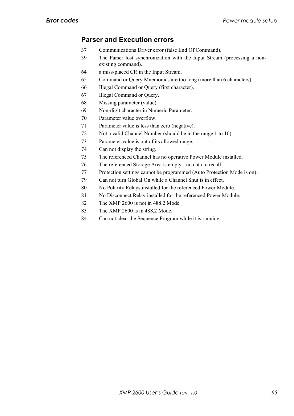 Arser and, Xecution errors, Parser and execution errors | Xantrex Technology XMP 2600 User Manual | Page 114 / 119