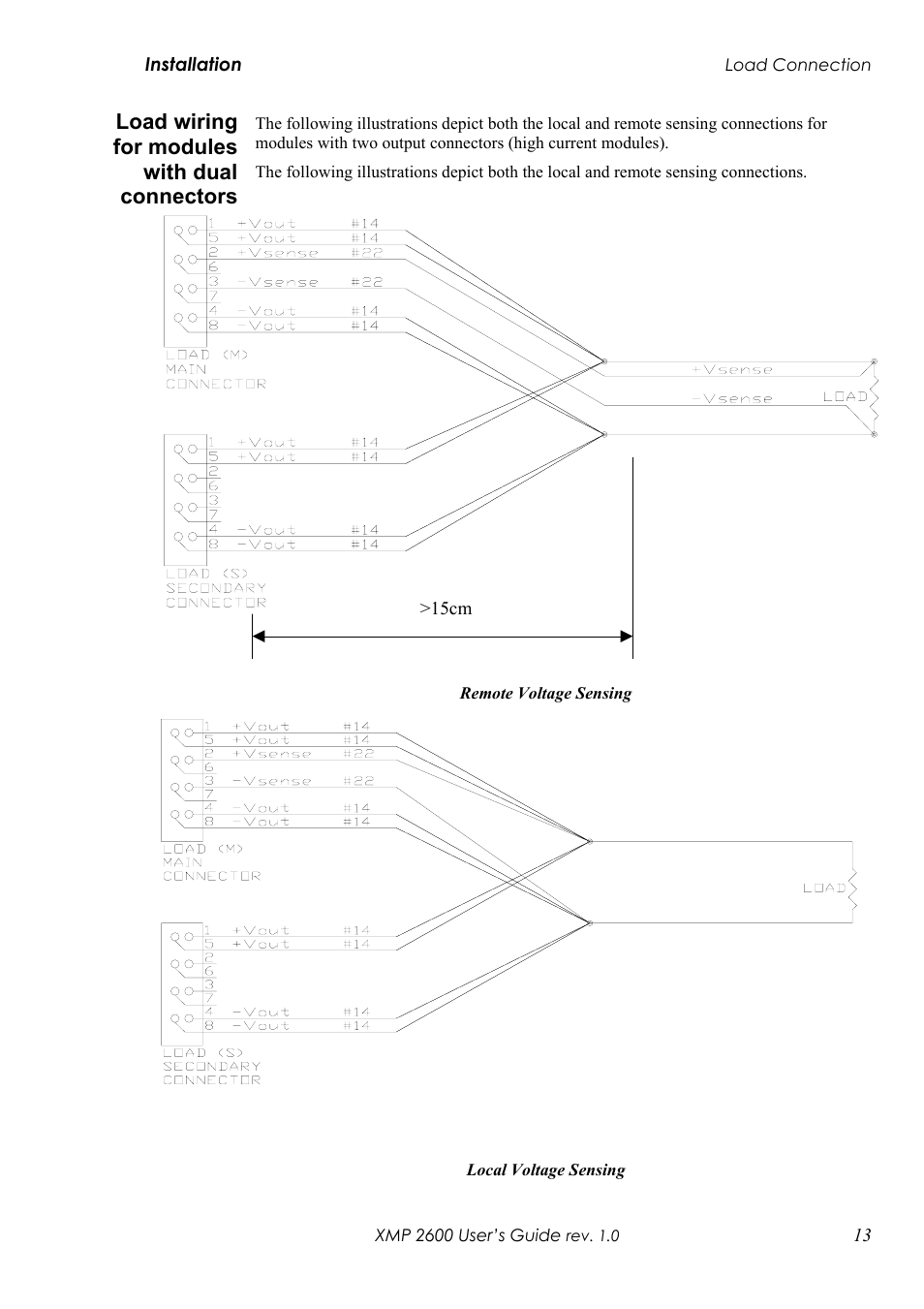 Oad wiring for modules with dual connectors, Load wiring for modules with dual connectors | Xantrex Technology XMP 2600 User Manual | Page 32 / 119