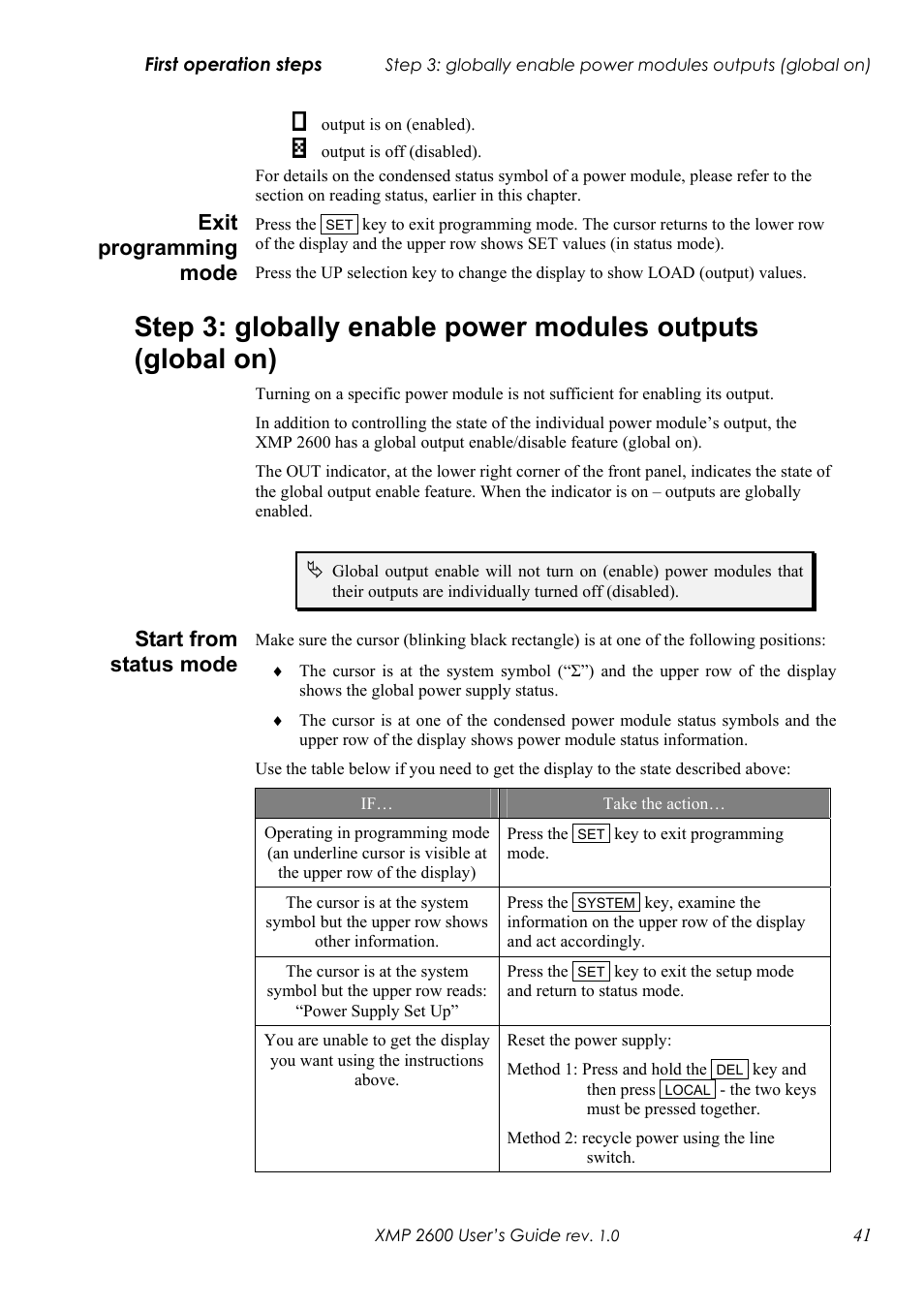 Xit programming mode, Tart from status mode, Exit programming mode | Start from status mode | Xantrex Technology XMP 2600 User Manual | Page 60 / 119