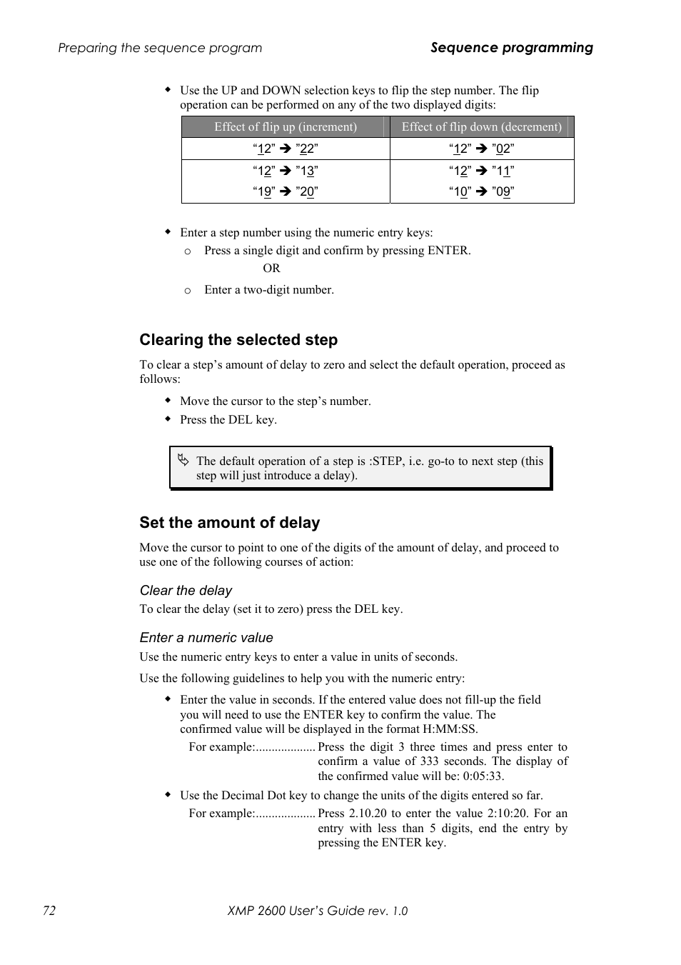 Learing the selected step, Et the amount of delay, Clearing the selected step | Set the amount of delay | Xantrex Technology XMP 2600 User Manual | Page 91 / 119