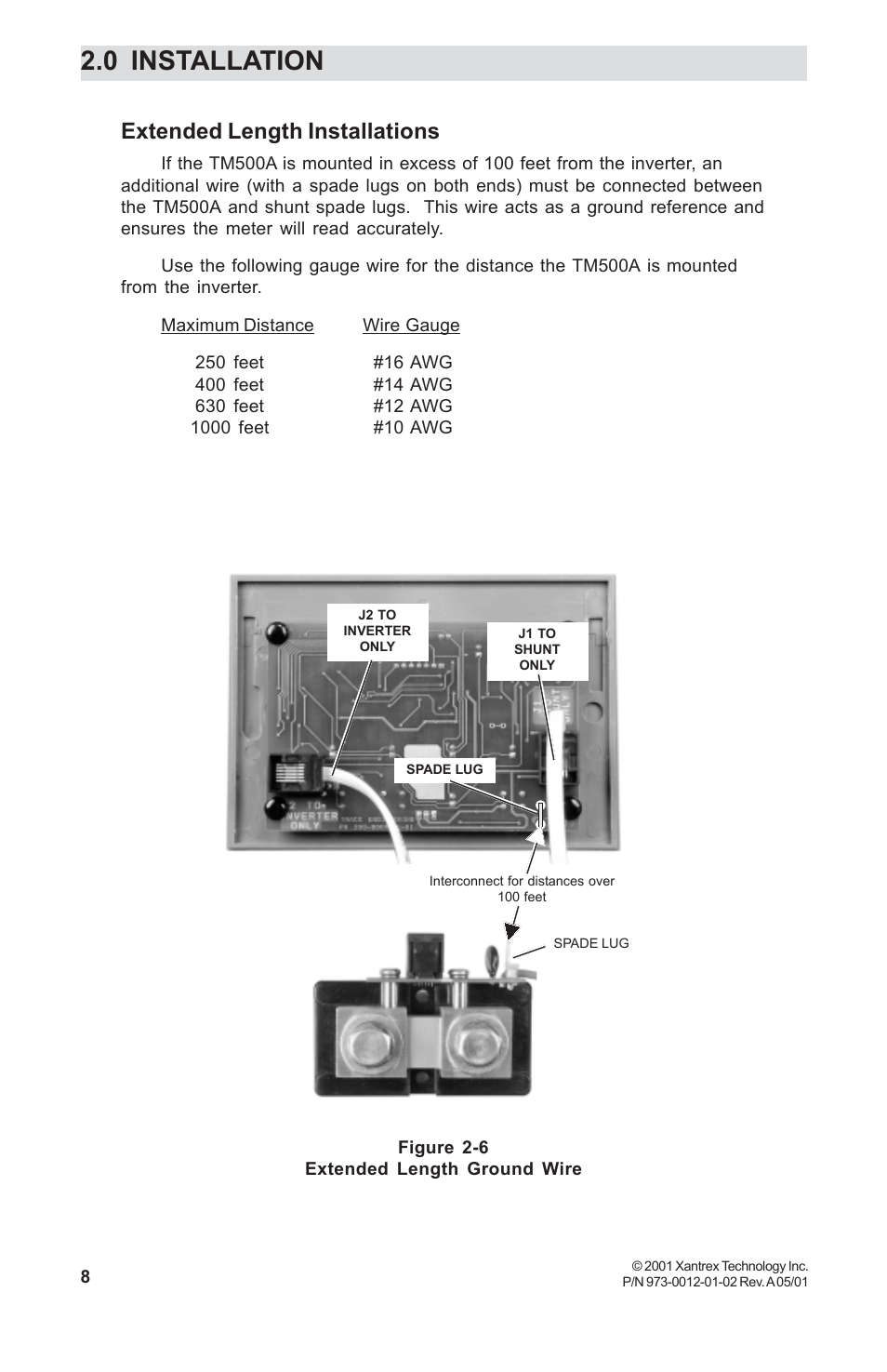 Extended length installations, 0 installation | Xantrex Technology TM500A User Manual | Page 14 / 44