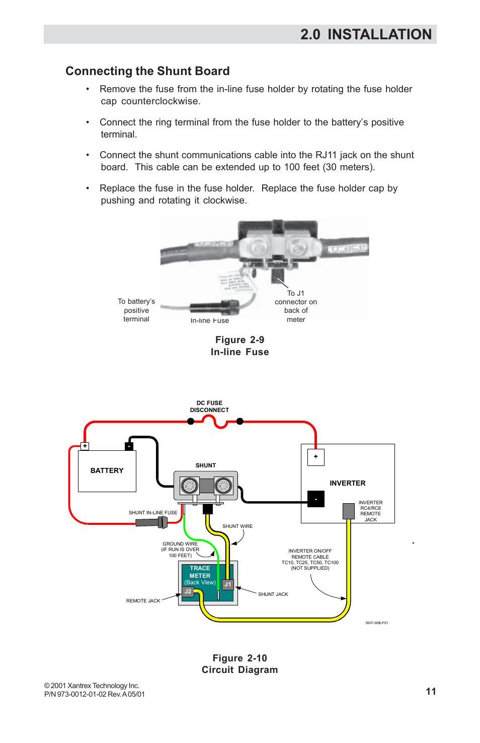 Connecting the shunt board, 0 installation | Xantrex Technology TM500A User Manual | Page 17 / 44