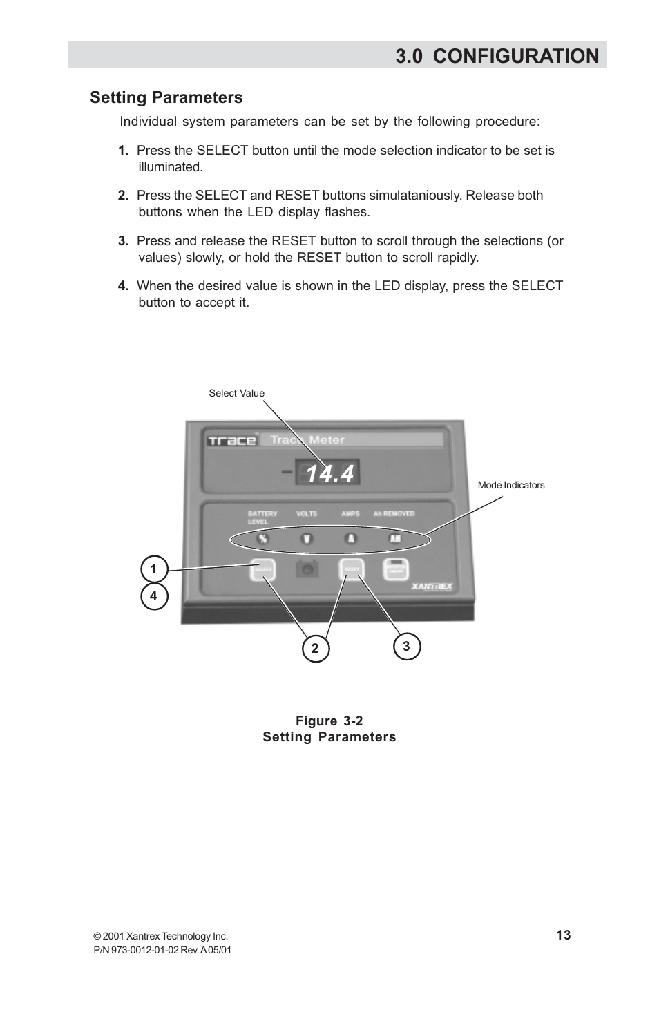 Setting parameters, 0 configuration | Xantrex Technology TM500A User Manual | Page 19 / 44