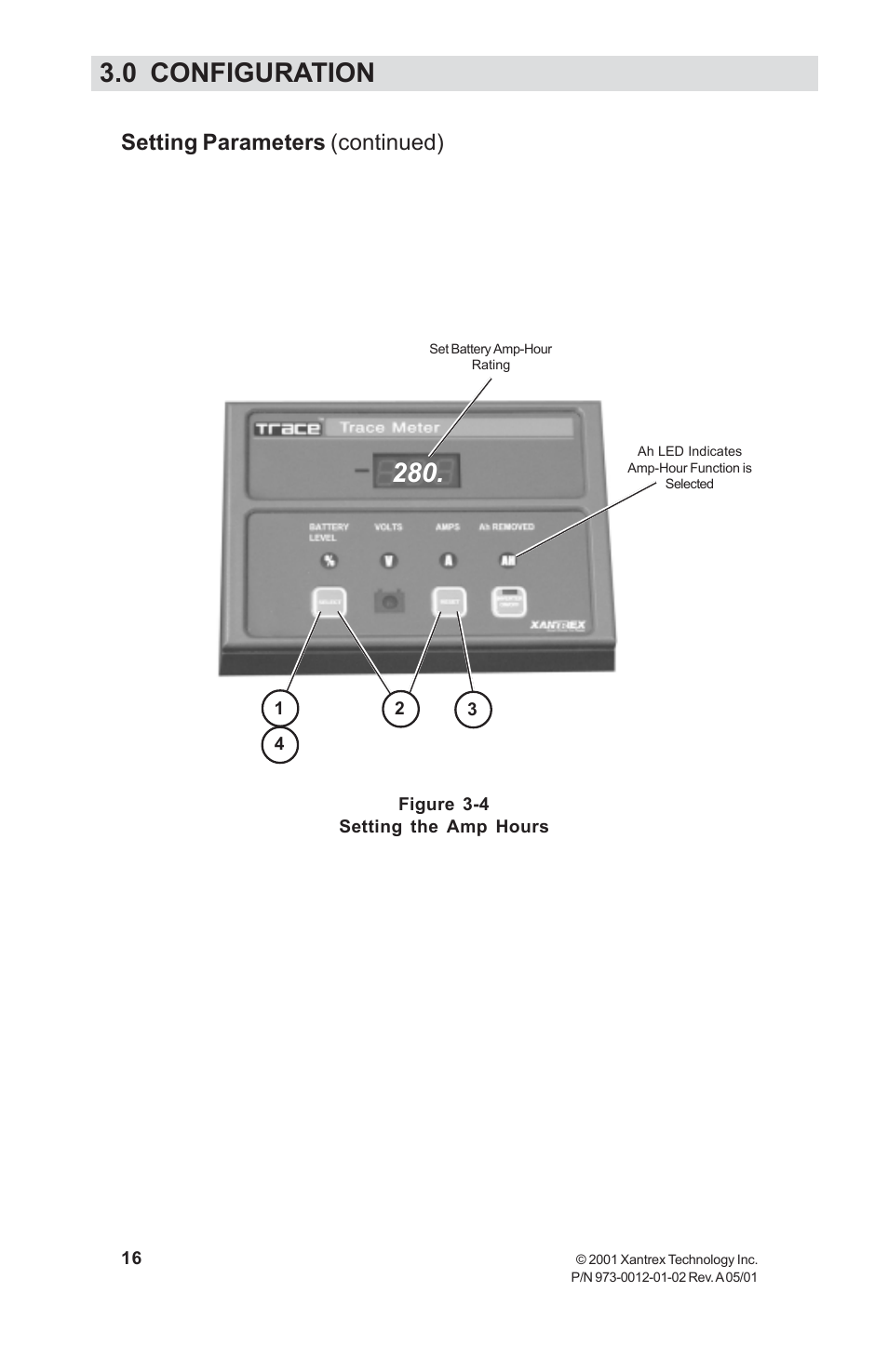 0 configuration, Setting parameters (continued) | Xantrex Technology TM500A User Manual | Page 22 / 44