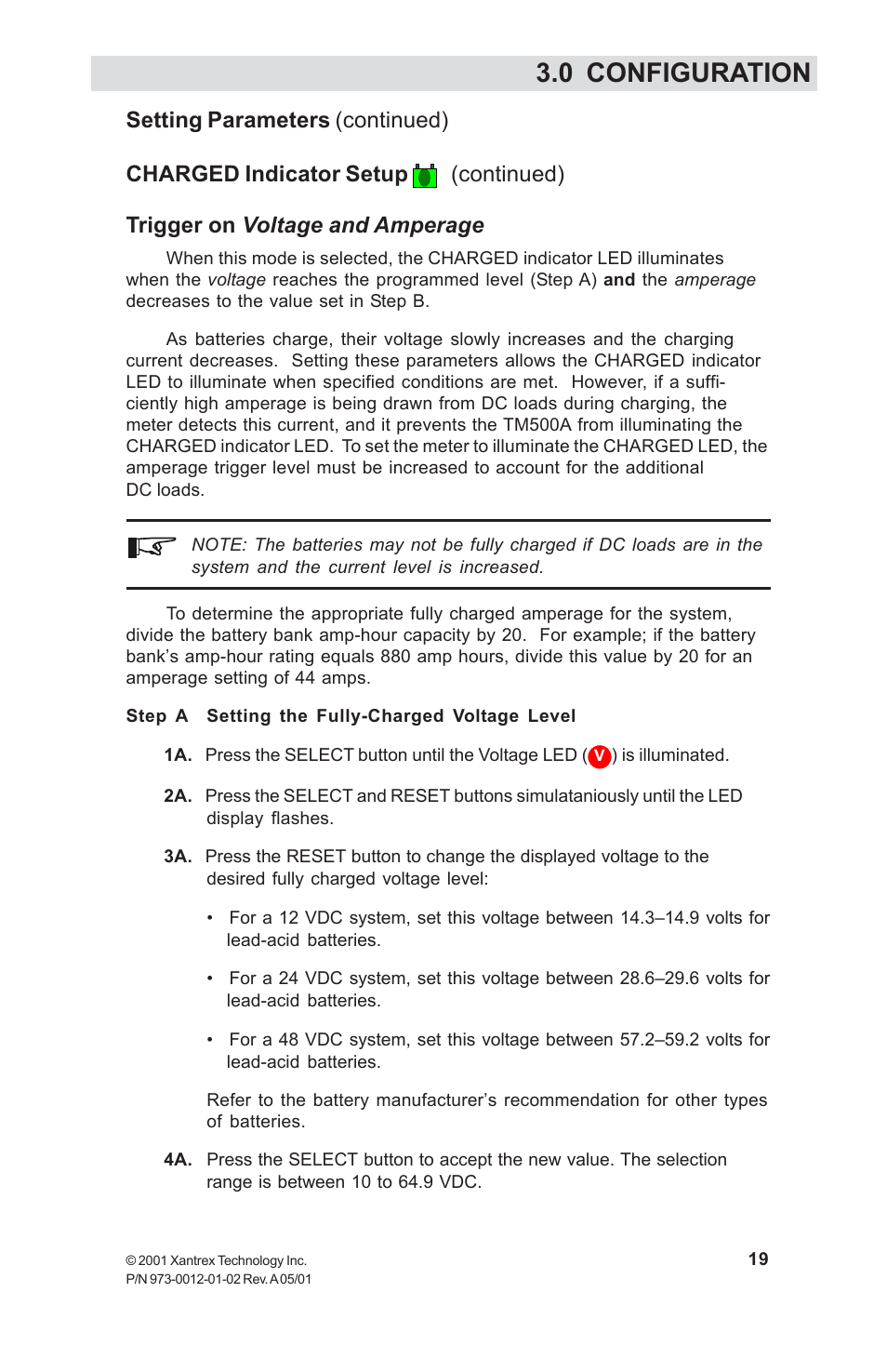 Trigger on voltage and amperage, 0 configuration | Xantrex Technology TM500A User Manual | Page 25 / 44